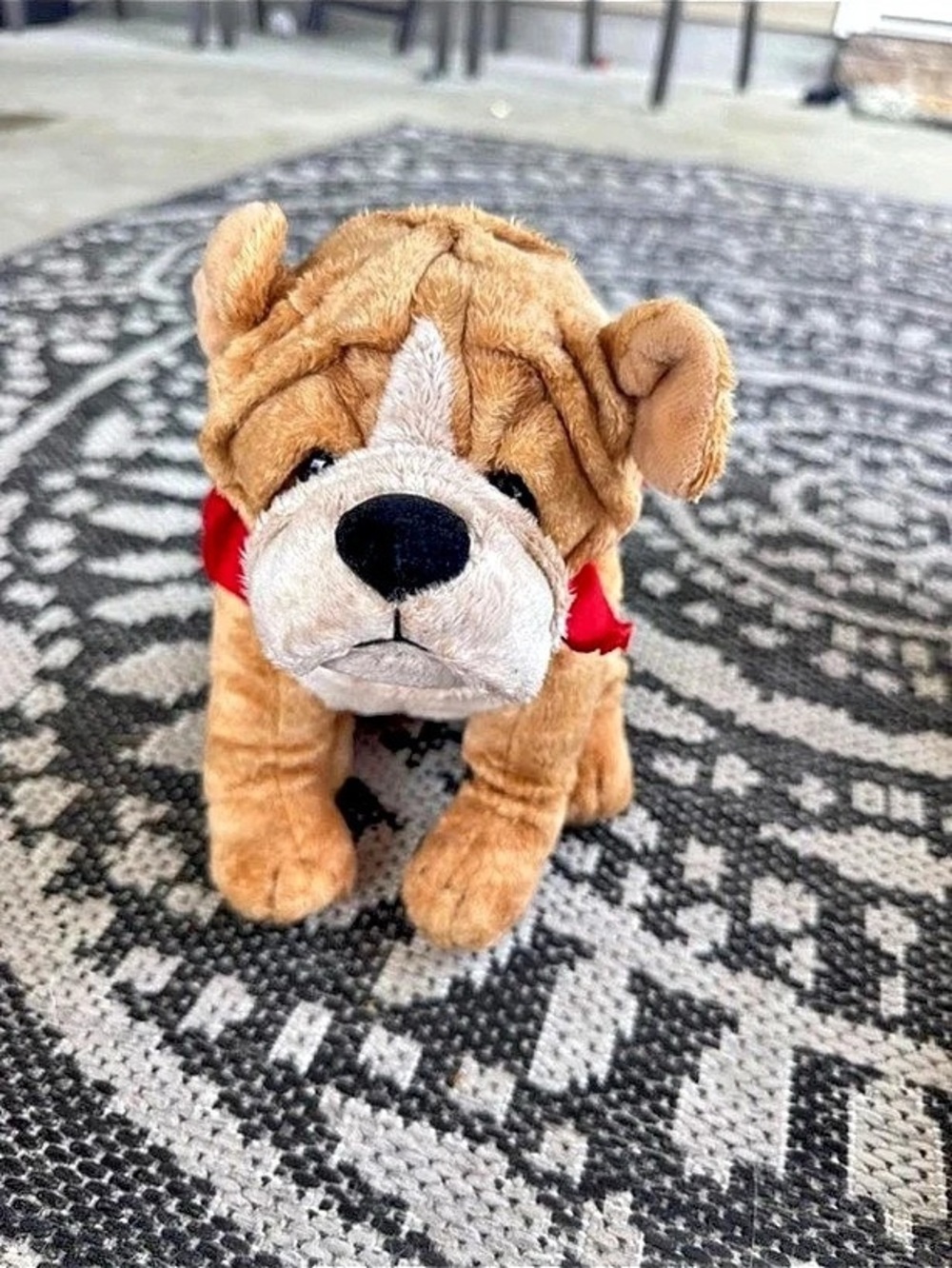 Vintage plush dog from the 90s; “ THURBER” bulldog
